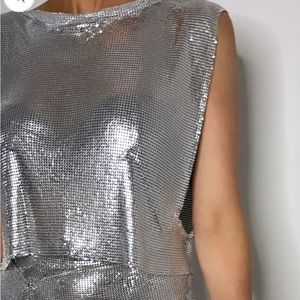 Silver Metallic Chainmail Top